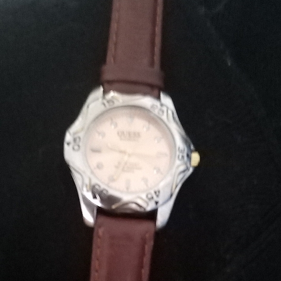 Guess Other - GUESS Silver Case Watch with Brown Strap  Leather and Cream Dial. Water Proof